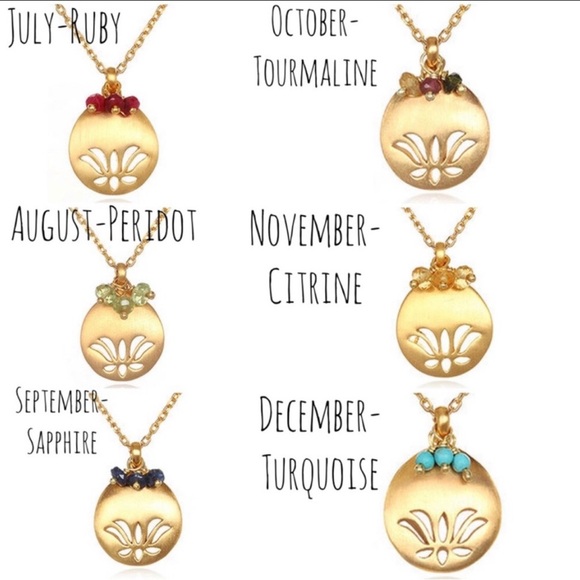 Satya Genuine Semi Precious Birthstone Lotus Pendant Necklace-Boutique - Picture 4 of 16